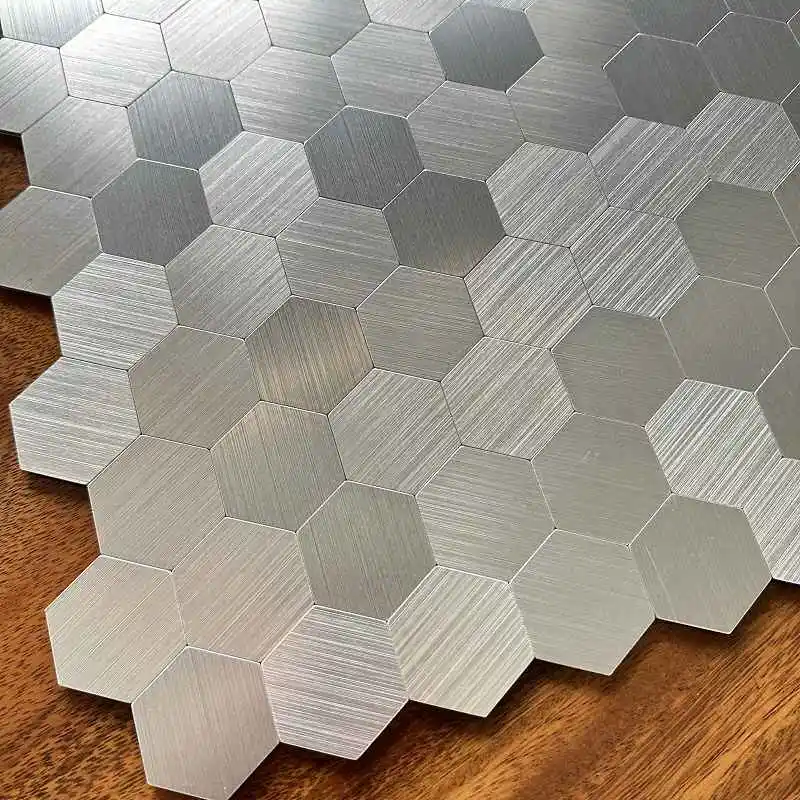 

4pcs/lot Mosaic Wall Tile Peel And Stick Self Adhesive Waterproof Aluminum composite hexagon Kitchen Bath Tile Backsplash 17