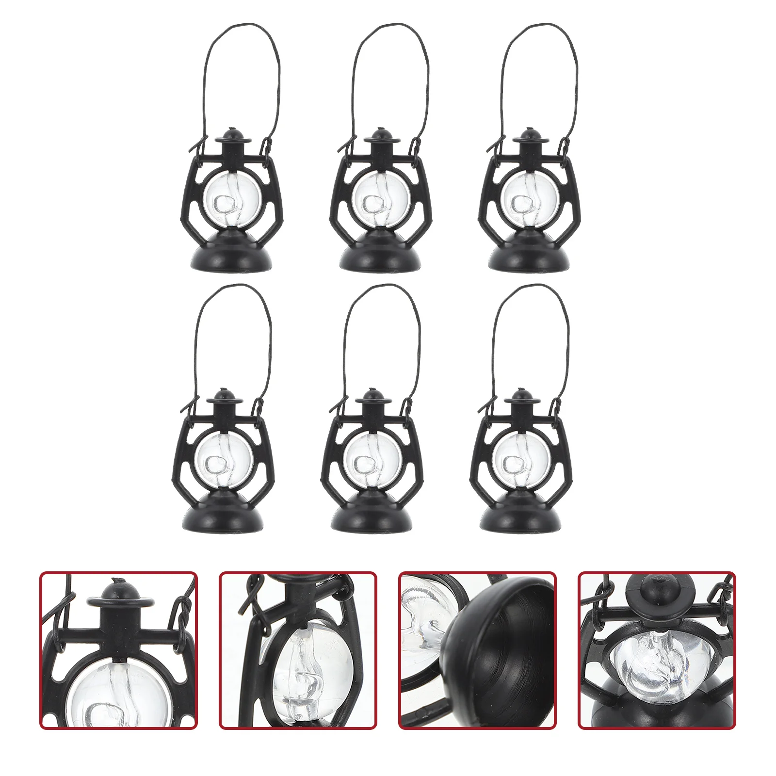 집 등유 램프 랜턴 미니어처 액세서리, 걸이식 장식, 마이크로 조경 소품, 플라스틱 작은 장식, 6 개