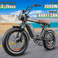 Mountain Electric Bicycle 1000W Powerful Motor 48 V17.5AH Lithium Battery Electric Bike 20*4 Inch Fat off-road Tire Adult E-bike