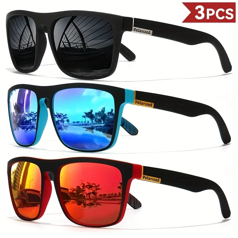 

3 Piece Set of Classic Square Retro Glasses Colorful Temple Legs High-quality PC Frame Suitable for Various Activities Unisex