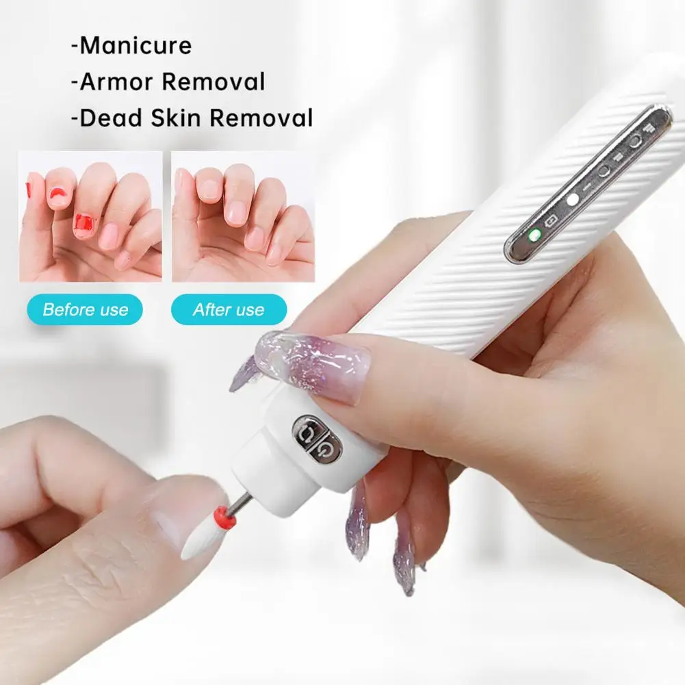 Electric Nail Drill Portable Manicure Machine 3 Speeds USB Rechargeable Polisher For Acrylic Gel Dead Skin Removal
