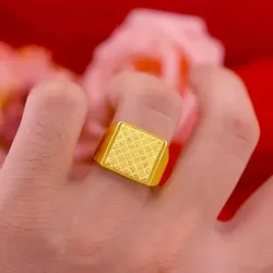 Gold shop with 999 24k real gold ring men's fortune adjustable 24 K 5D real gold ring smooth sailing domineering male ring