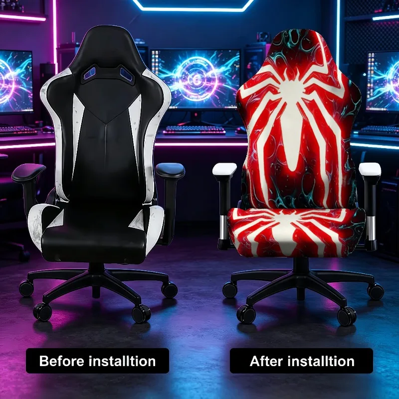 Red and black spider print stretch elastic computer game chair cover game chair protective cover electronic sports decoration
