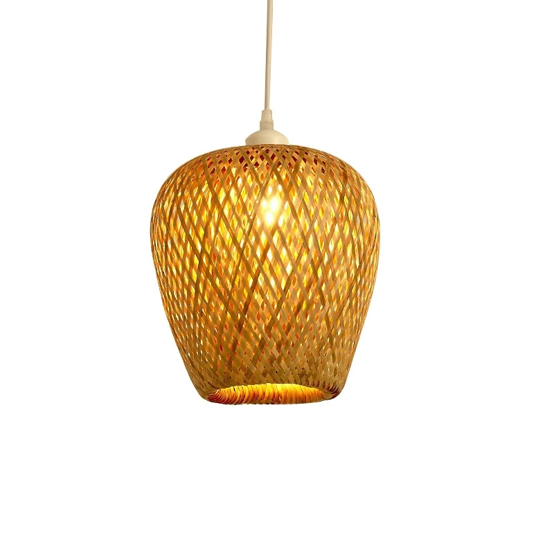 

Chinese Chandelier Idyllic Personality Bamboo Lamp Natural Handwoven Bamboo Lantern Light Fixtures Small Pendant Bedside Lamp