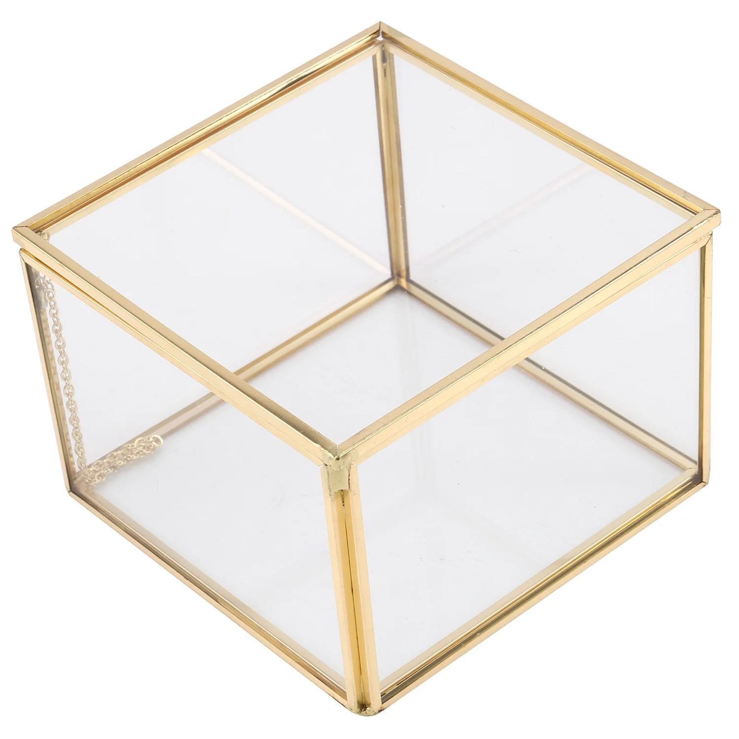 

Square Opening Glass Geometry Garden Jewelry Boxs Mirror Jewelry Storage Box Eternal Flower Decoration Box Crafts