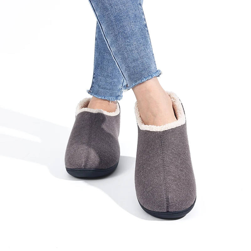 Shevalues Damen Winter Baumwollschuhe Warme Fleece-Gefütterte Indoor-Outdoor Fell-Hausschuhe Rutschfeste Gummisohlen Herren Flauschige Hausschuhe – Detail 15
