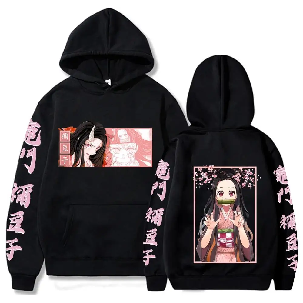 Japan Anime Demon Slayer Kamado Girl Autumn Warm Pullover Streetwear Nezuko Printing Women Hoodies Plus Size Sweatshirt Harajuku