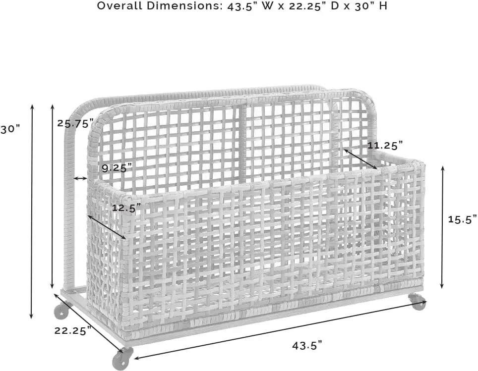 Vime ao ar livre e Metal Pool Armazenamento Caddy, Ridley Riding, angustiado cinza e marrom, CO7308BR-GY