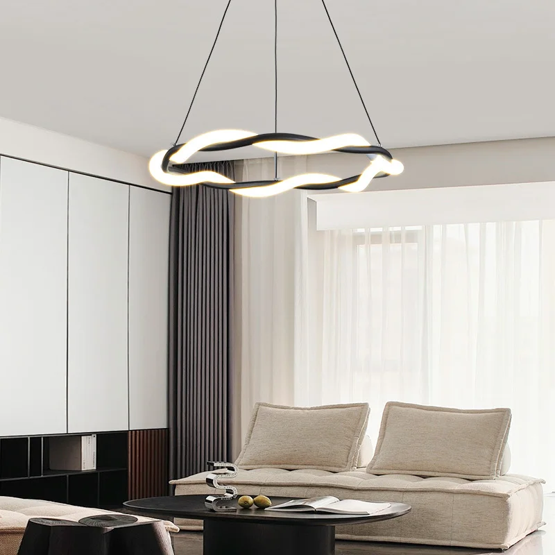 

Black White Splice LED Pendant Light Simple Chandelier Restaurant Hanging Lamps For Bedroom Living Rooms Indoor Lighting 2024