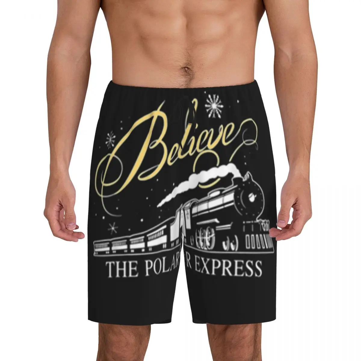 

Мужские короткие пижамные шорты Custom The Polar Express для сна и отдыха