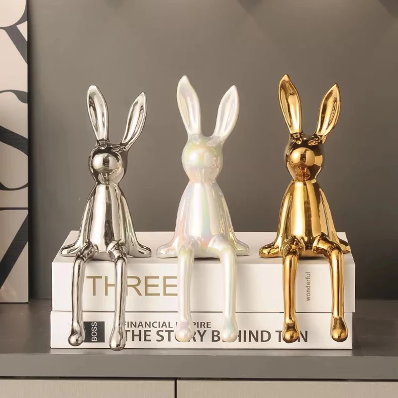 

Скандинавский креативный ТВ-шкаф, настольный орнамент с сидящим кроликом, современная роскошная устойчивая к настроению модель животного, высококачественное украшение FYFM