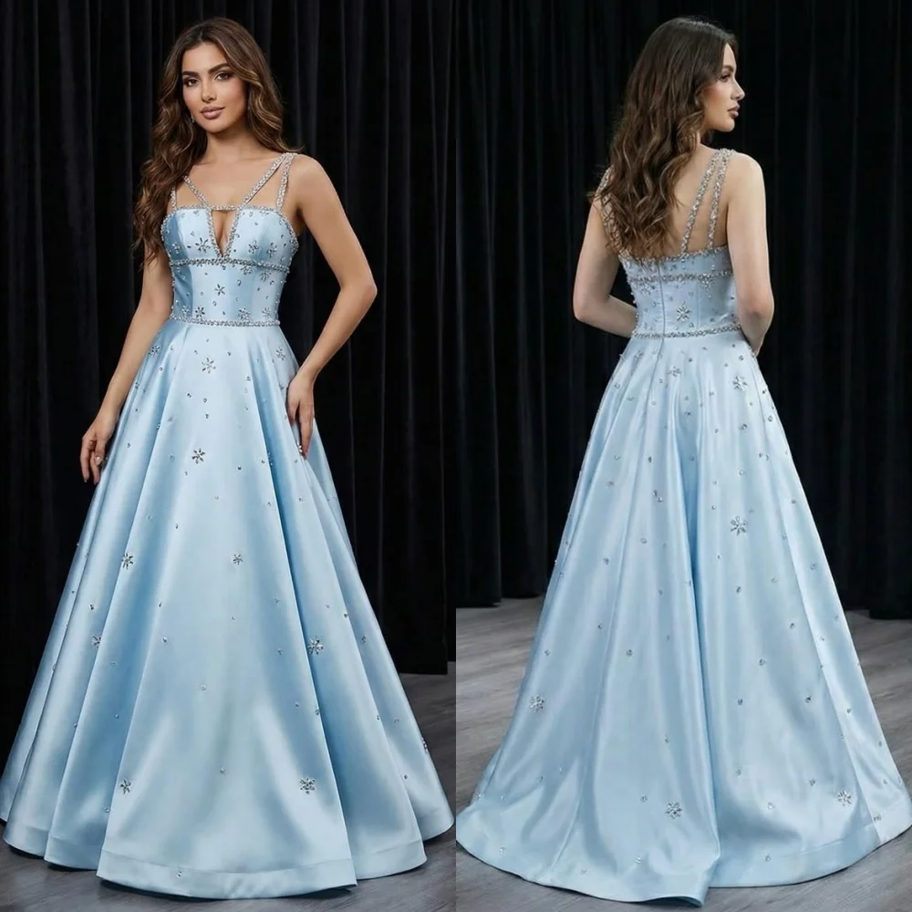 

Customized High Quality Fashion Charmeuse Rhinestone Pleat A-line Off-the-shoulder Long Dresses Evening Dresses Sizes Available