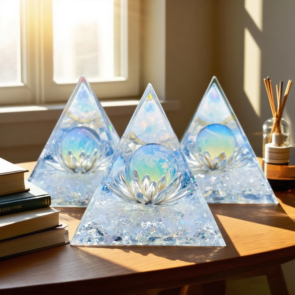 1PC Protein Stone Lotus Life Flower Orgone Pyramid Decorative Ornament Energy Healing Crystal Craft
