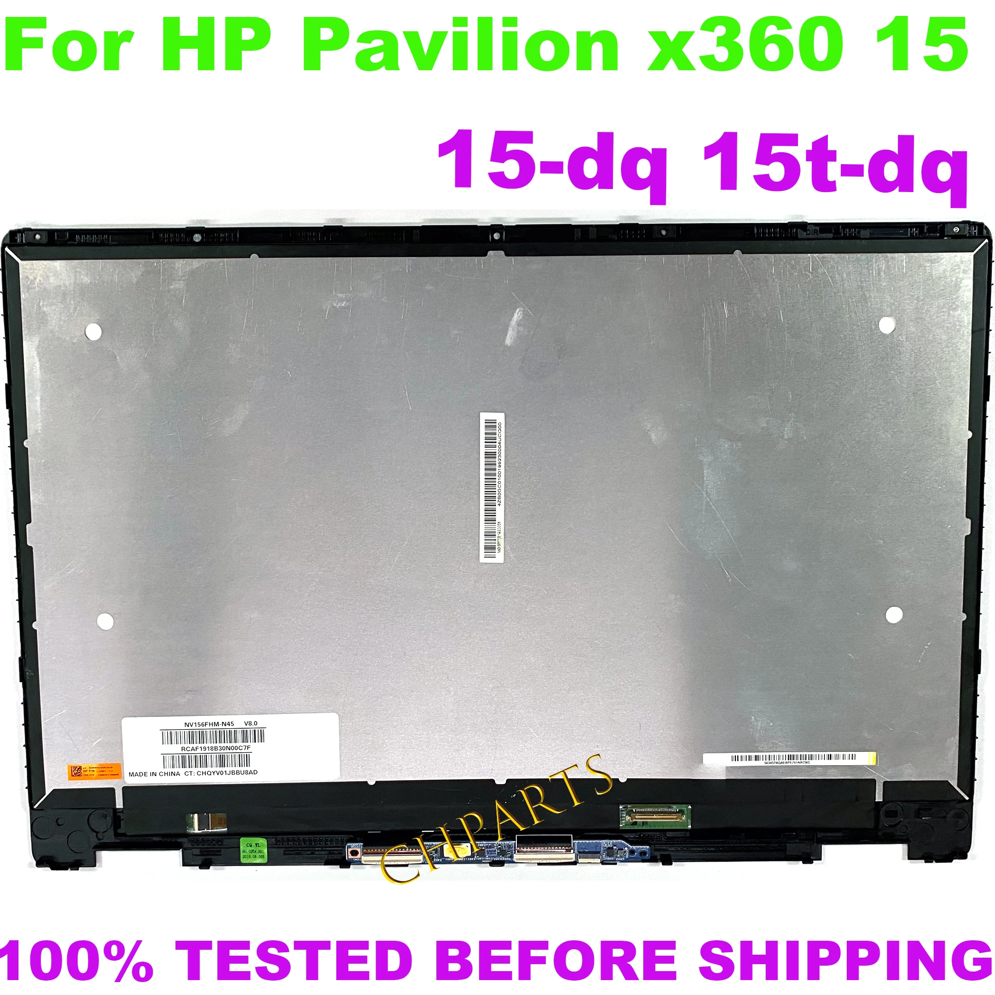 15.6'' FHD HD For HP Pavilion 15-dq Series 15-dq1290nia 15-dq1009nw X360 Laptop LCD Touch Screen Digitizer Replacement Assenbly