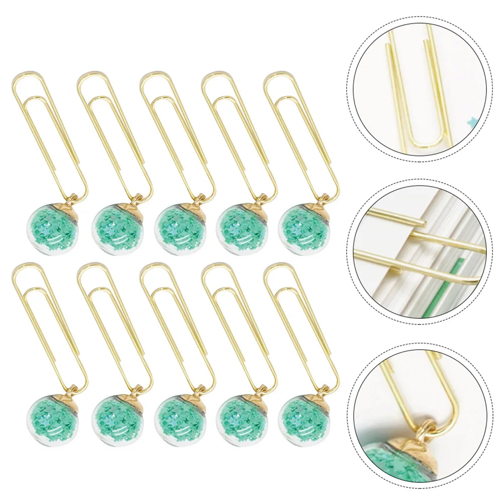 

10pcs Crystal Ball Bookmark Lovely Paper Clip Creative Office School Document Organizing Clips Lightweight Rustproof