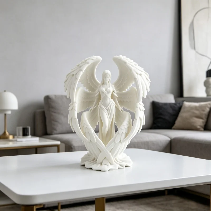 3D Printed Six-Winged Angel Statue PLA Figurine for DIY Hand Coloring Home Decor Desktop Ornament European Style Room Decoration view 5