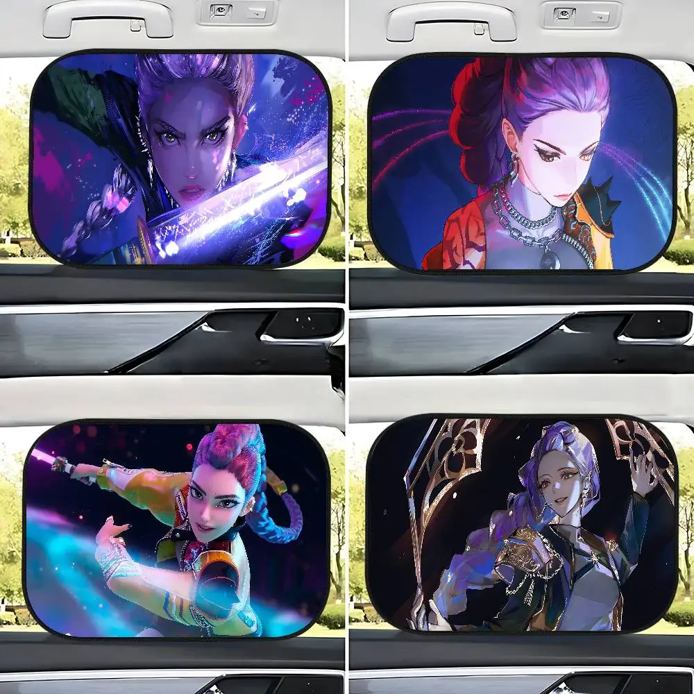 KPop شيطان الصيادين رومي نافذة السيارة الجانبية ظلة الشمس كتلة فيلم القماش الشمس قناع الأشعة فوق البنفسجية حماية نافذة الستار سيارة الشمس الظل غطاء