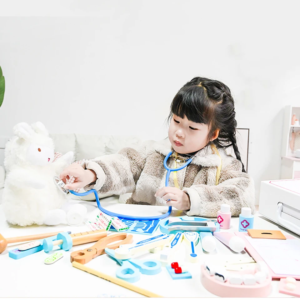 Kits de jeu de simulation de médecin en bois pour les tout-petits, valise médicale, jouet éducatif, apprentissage précoce, jouets d'entraînement cognitif sensoriel
