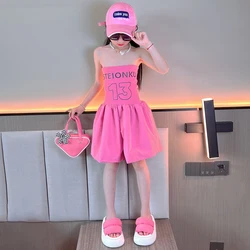 Baby girls clothes Jumpsuit Summer Off shoulder Rompers Shorts tube tops One Piece Shorts Children's Suit Wide-leg Short Pants