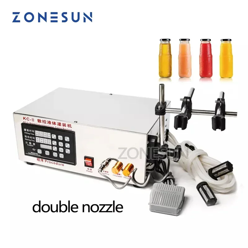 ZONESUN – micro-ordinateur automatique à Double tête, Machine de remplissage de liquide d'eau pour médicaments, alcool, peroxyde d'hydrogène, résistance à la chaleur