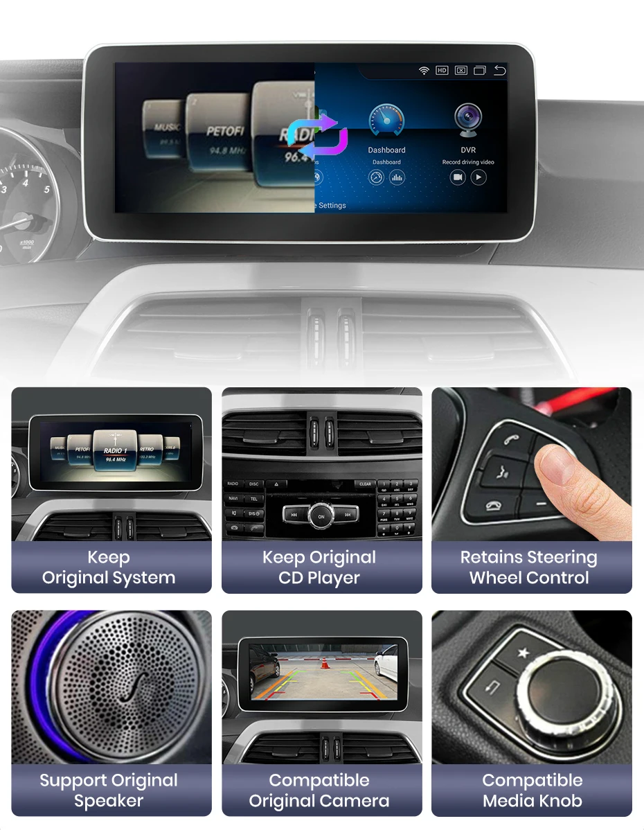 Junsun KSW Qualcomm 665 CarPlay Für Apple Auto Radio Multimedia Für Mercedes-Benz C Klasse W204 S205 C204 2007-2018 4G WiFi Stereo – Detail 11