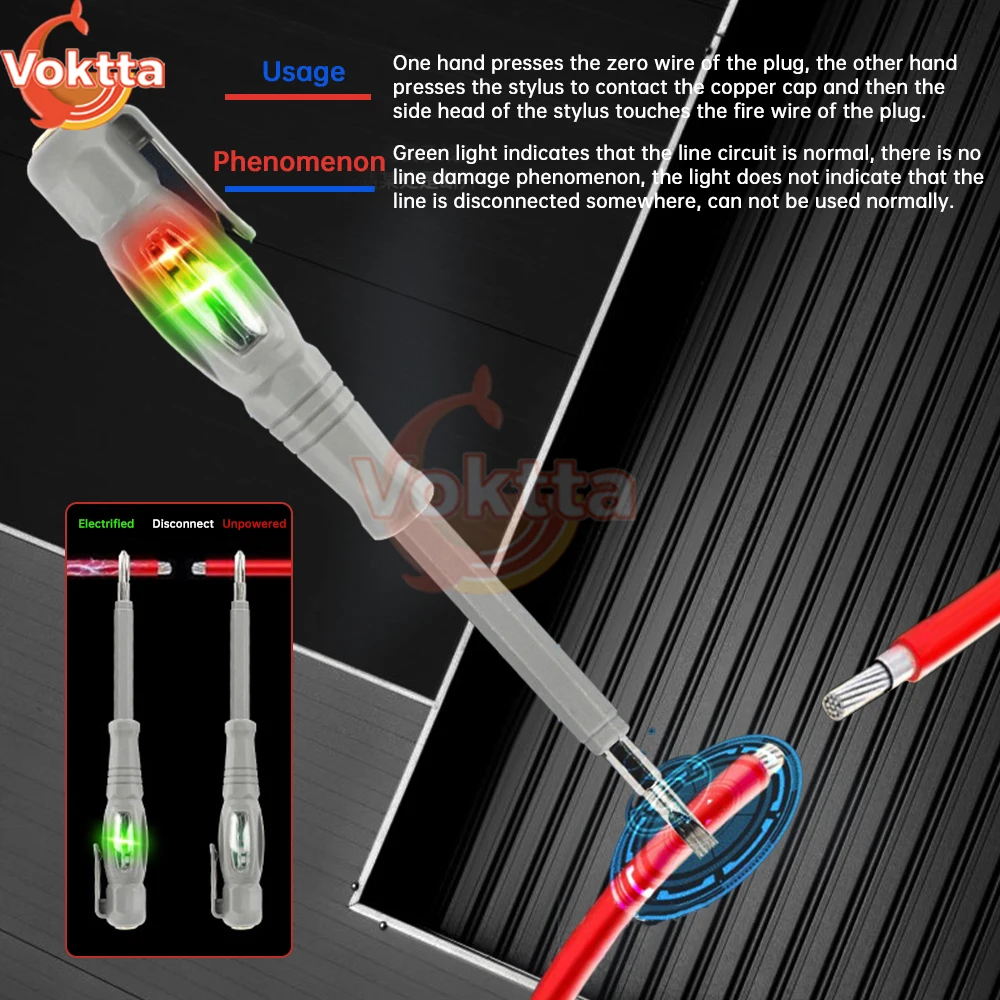 AC24-250V Voltage Tester Pen Non-contact Induction Electric Screwdriver Test Pencil Electrician Circuit Bulb Indicator Test Tool