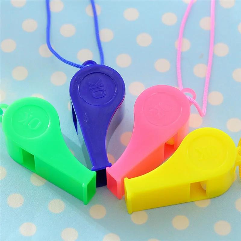 

AU13-Plastic Whistle Colorful Cheer Referee Whistle With Lanyard (Random Color)