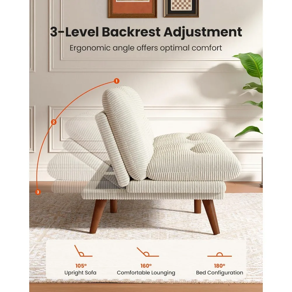 أريكة سرير فوتون، أريكة فوتون 3 في 1 مع مسند ظهر ومساند للذراعين قابلة للتعديل، سرير أريكة قابل للتحويل، كرسي نوم قابل للطي #5