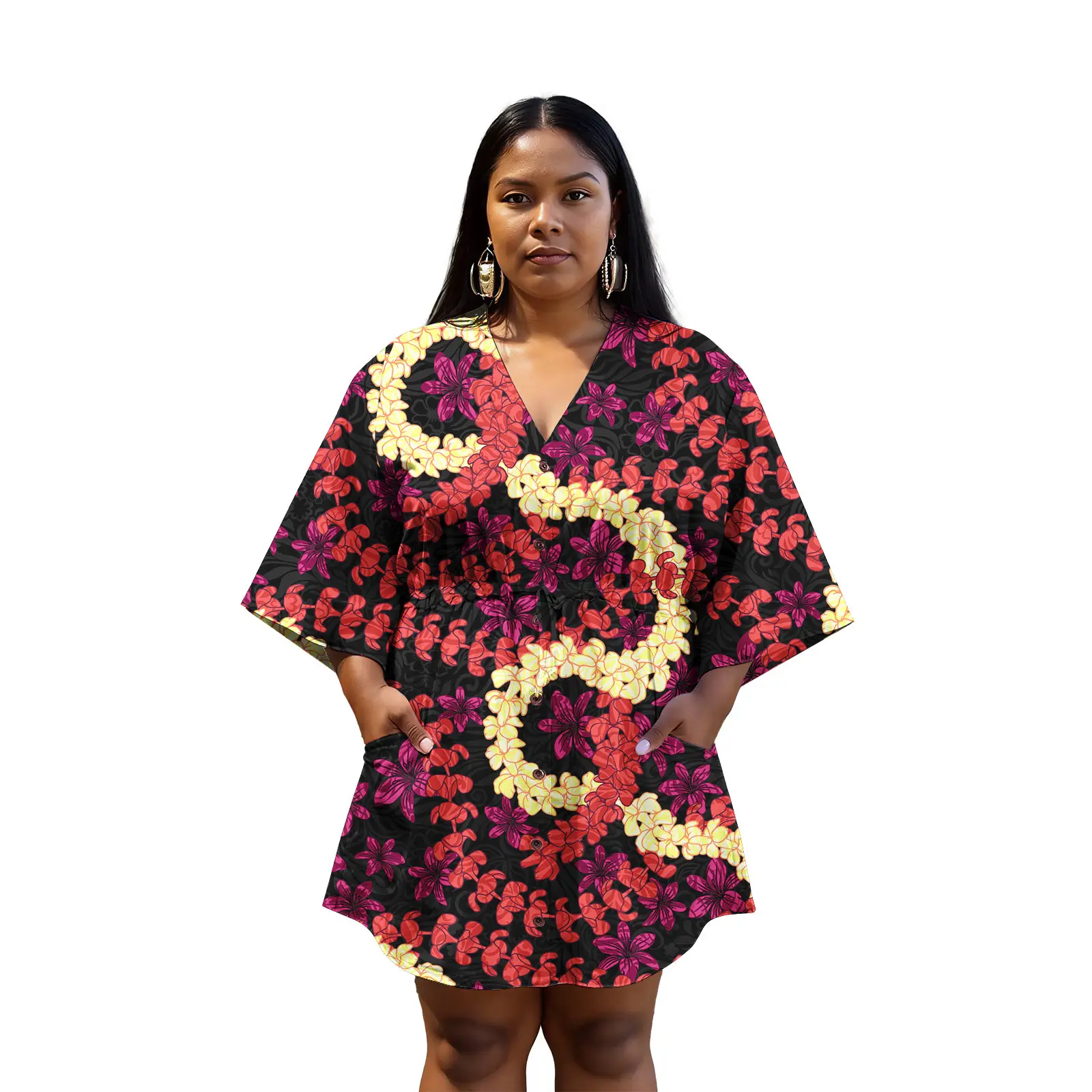 Robe à manches courtes pour femmes, tendance, luxe, motif Tapa polynésien, haute qualité, robes de soirée pour dames
