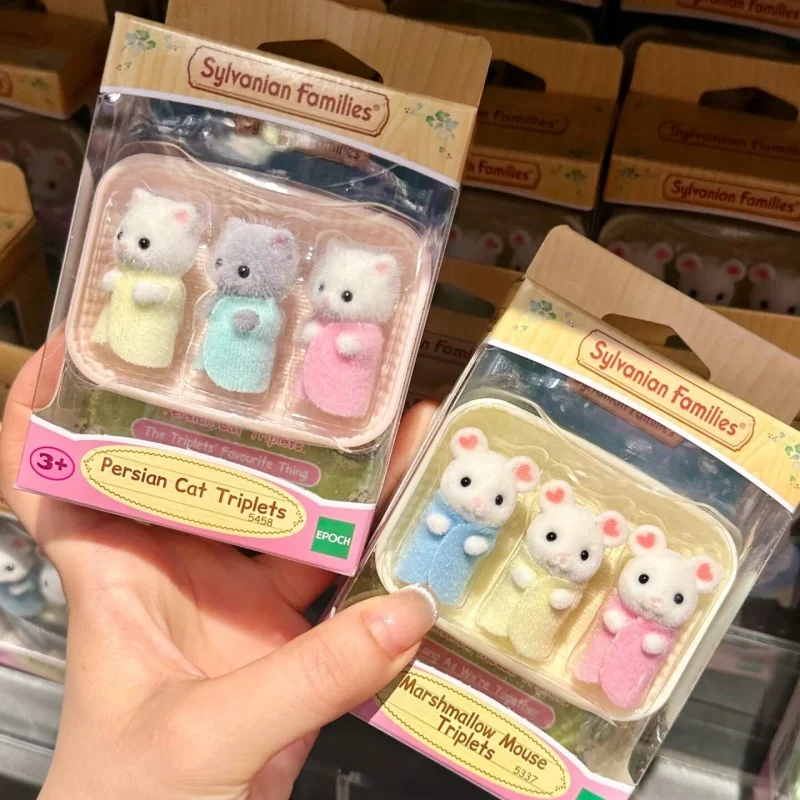 SYLVANIAN FAMILIES Official Genuine Pretend Play Triplet Series Anime Mini Baby Persian Cat Action Figure Doll Toy Gift