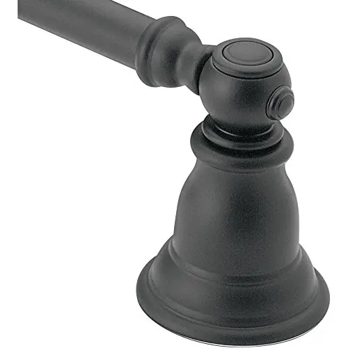 

24 Inch Single Towel Bar In Wrought Iron With Classic Bell-Shape Base And Matte Black Finish For Bathroom