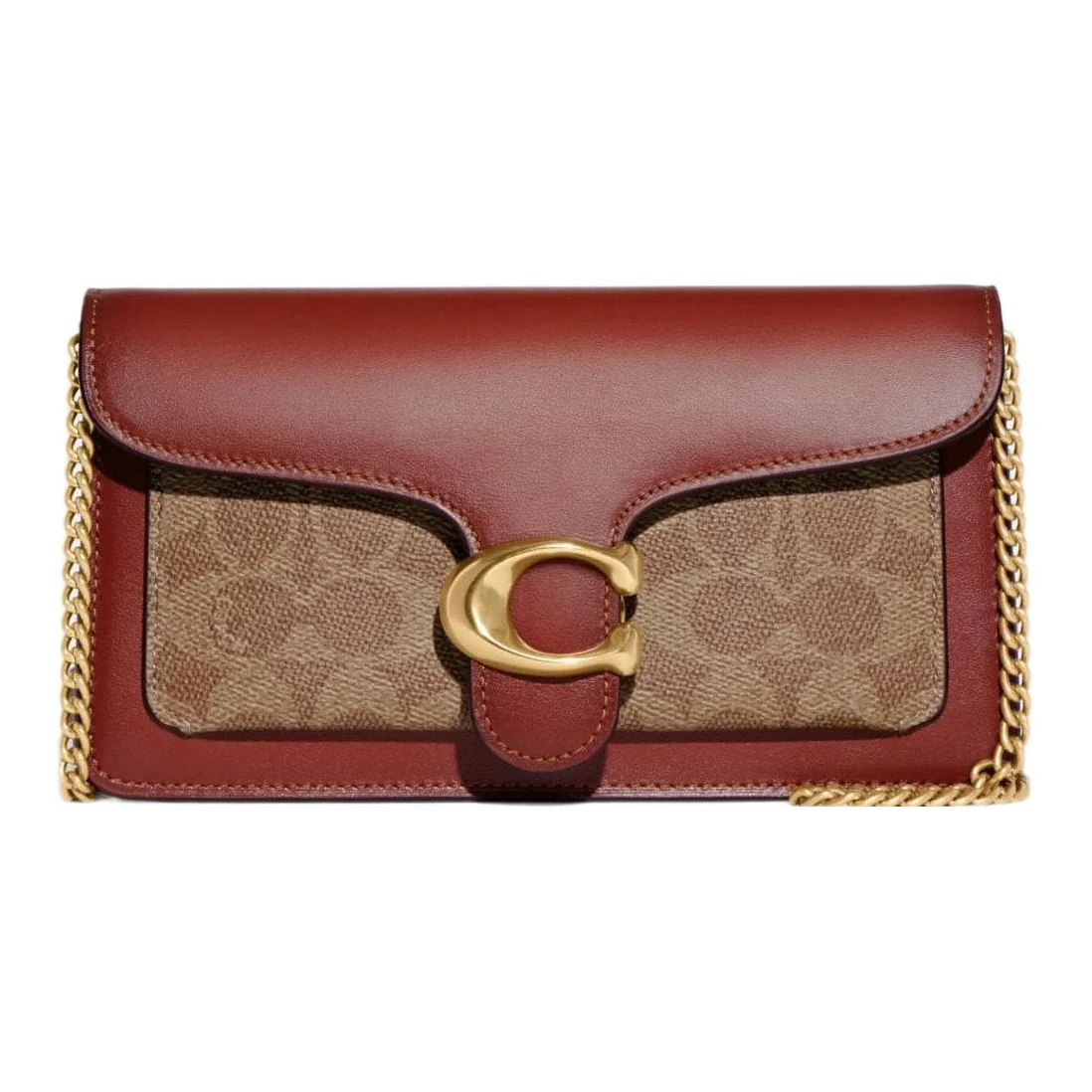 COACH Tabby Coated Canvas With Calfskin Clutch Small Women's Brown & Rusty CE774-B4NQ4