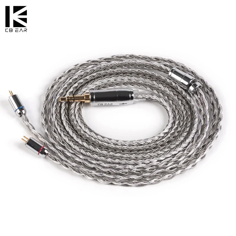 KBEAR 16 Core Silver Plated Balanced Earphone Cable 2.5/3.5/4.4MM MMCX/2PIN/QDC Headphone Connector For KZ Earbuds BL-03 Headset