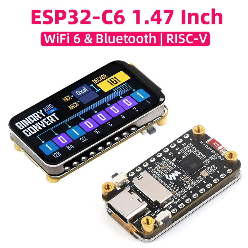 Waveshare ESP32-C6 1.47 Inch Display Development Board RISC-V 160MHz WiFi6 BLE 5 For Arduino LVGL HMI Onborad  Antenna Type-C
