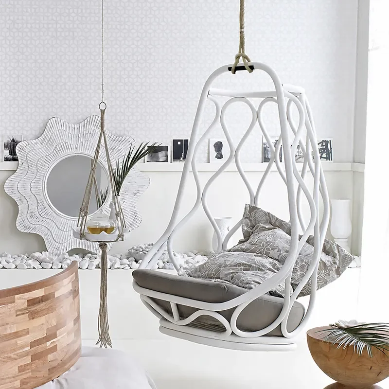 Indoor Outdoor Aluminum Alloy Hanging Chair Swing Photography Props Model Room Hanging Basket Hotel Cafe Chair