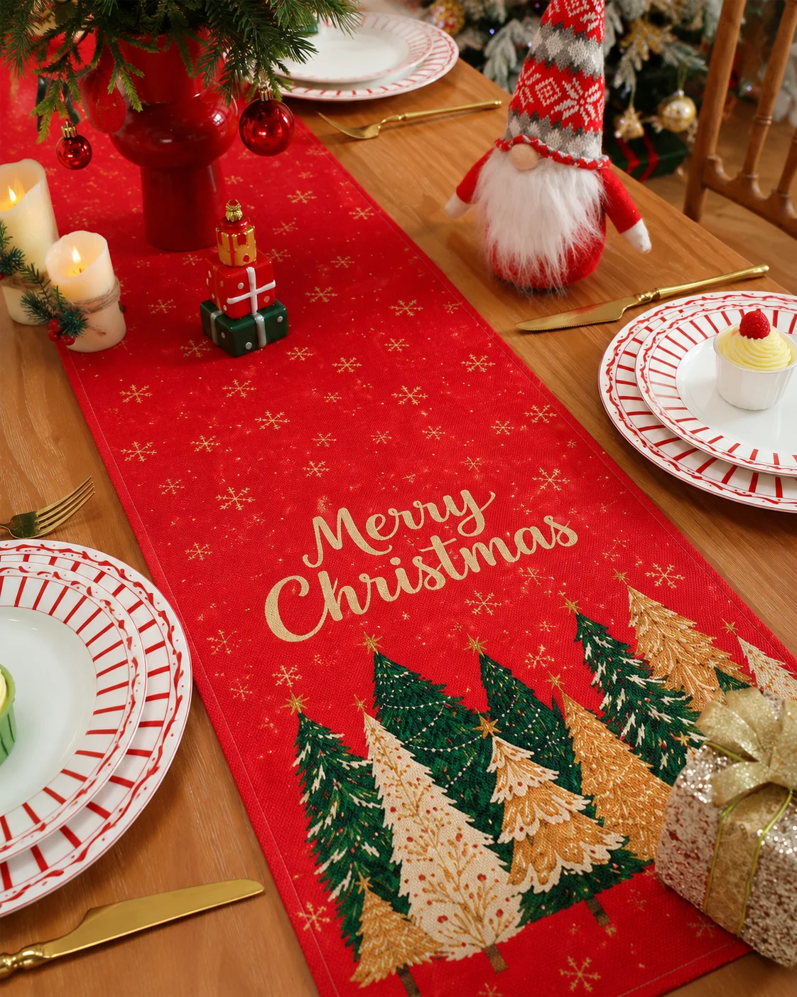 Christmas Tree Table Runner Festive Table Decoration Suitable For Winter Christmas Party Holiday Home Decoration Christmas Gift