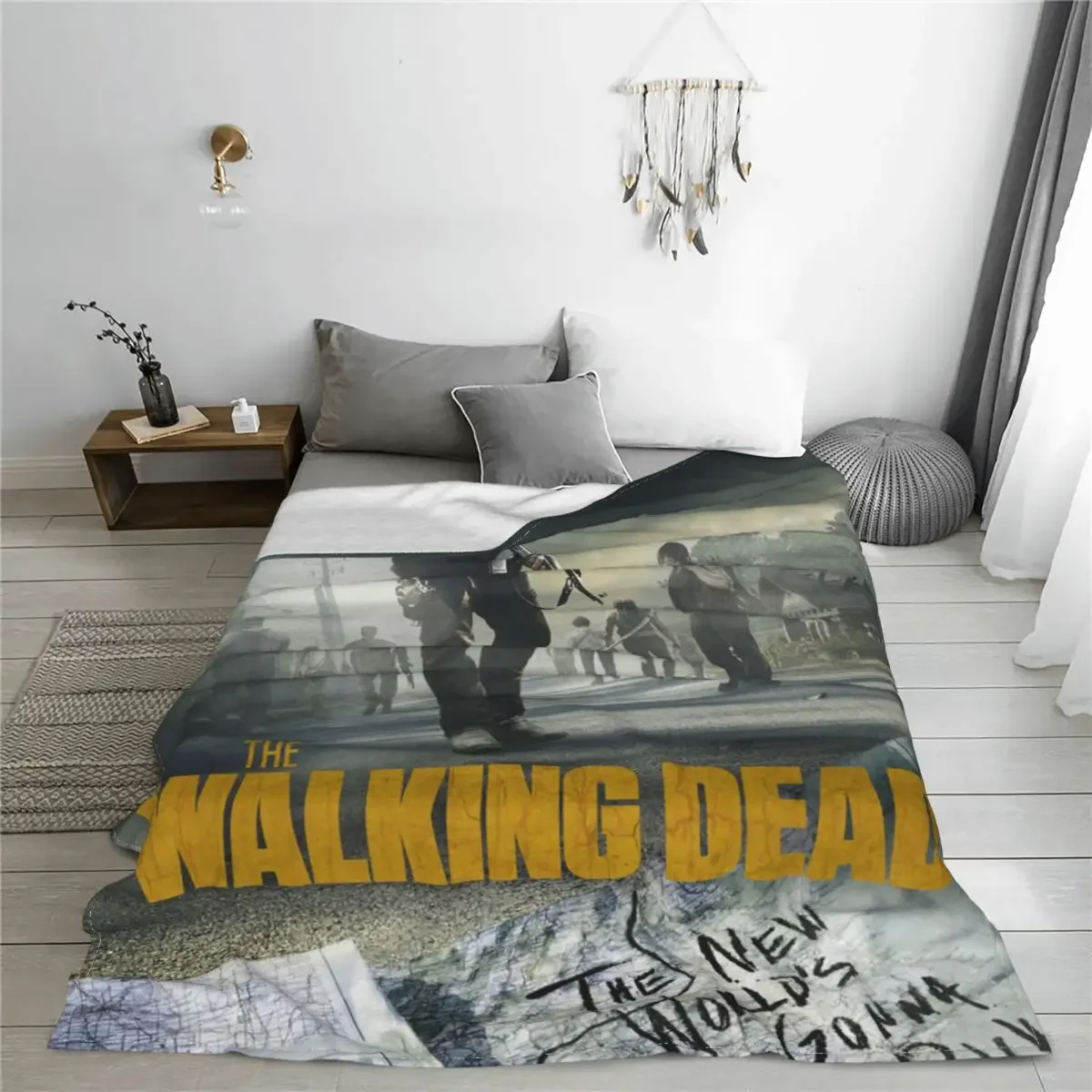 Rick Grimes Violence Flannel Blankets The Walking Dead Horror Movie Creative Throw Blanket for Home 125*100cm