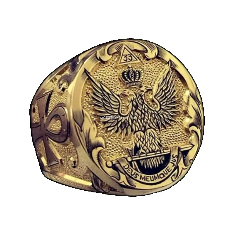 Mens Jewellery Vintage Gold Color Crown Double-Headed Eagle Rings for Men Royal Aristocrat Eagle Punk Style Rock Biker Jewelry