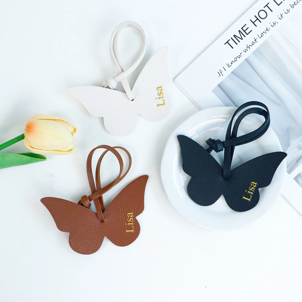 Customized Name Versatile PU Leather Women's Handbags, Backbags, Pendant Accessories, Creative Butterfly Style