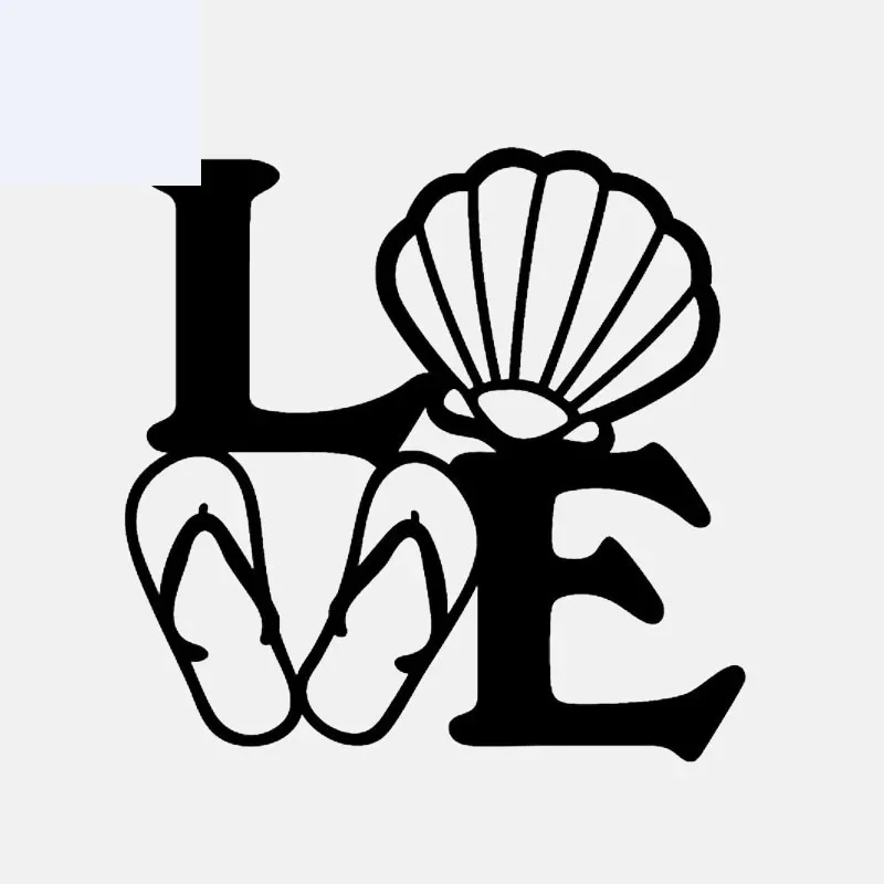 

Шлепанцы Beach Love, персонализированная наклейка на автомобиль, солнцезащитный крем, водонепроницаемая наклейка, украшение автомобиля, черный/белый, 13 см * 12 см