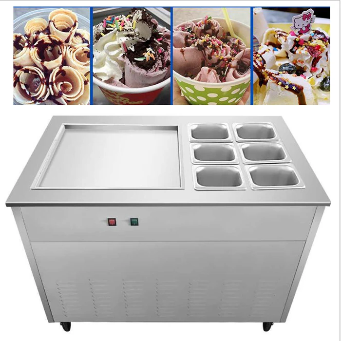 Air-cooling way low price fried ice cream machine pan instant ice cream rolls machine