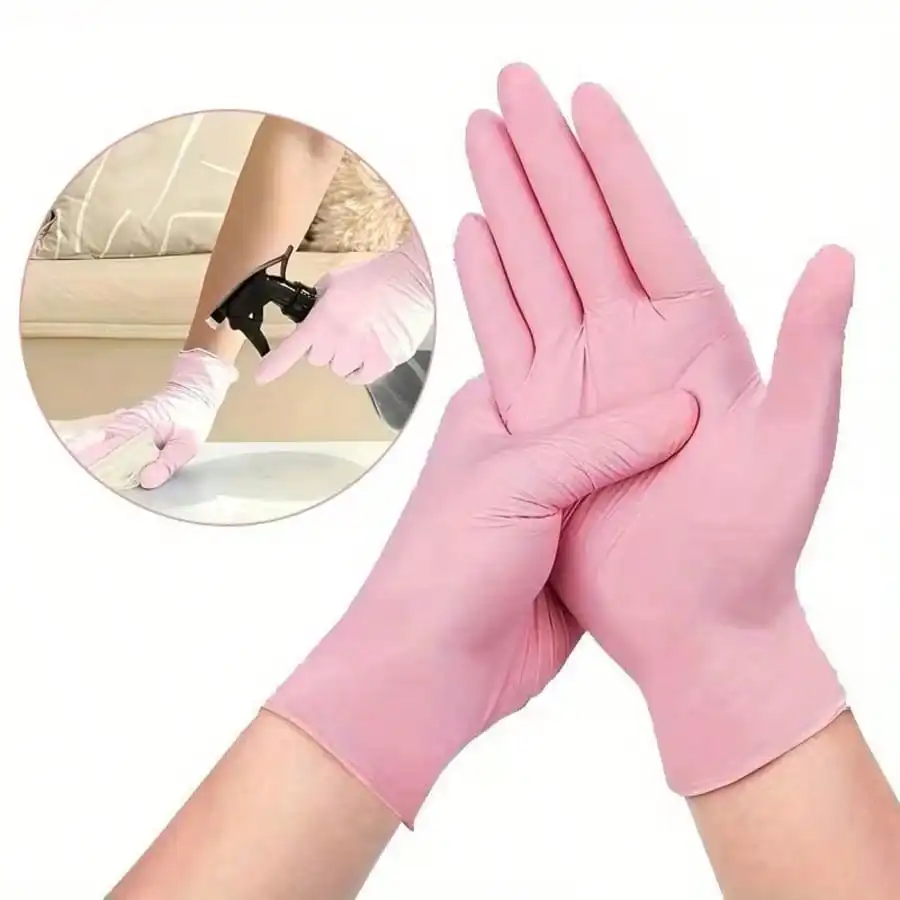 10/20/50/100pcs Powder-Free Disposable Gloves, Black/Pink Nitrile Gloves With Excellent Elasticity - For Food Handling, Nail Care, Washing Dishes And Household Cleaning