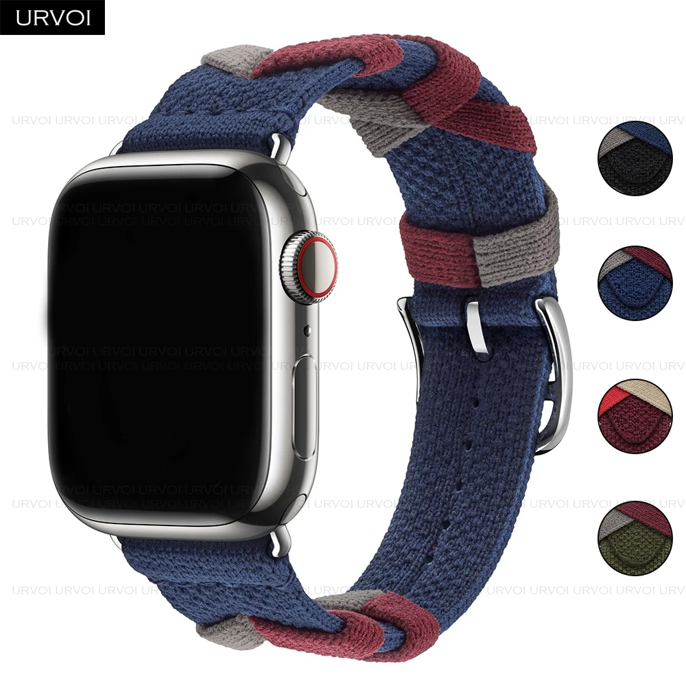 Браслет URVOI Bridon для Apple Watch Ultra 2 series 9 8 7 6 SE, плетеный браслет ручной работы с 3D шевронным узором для iWatch