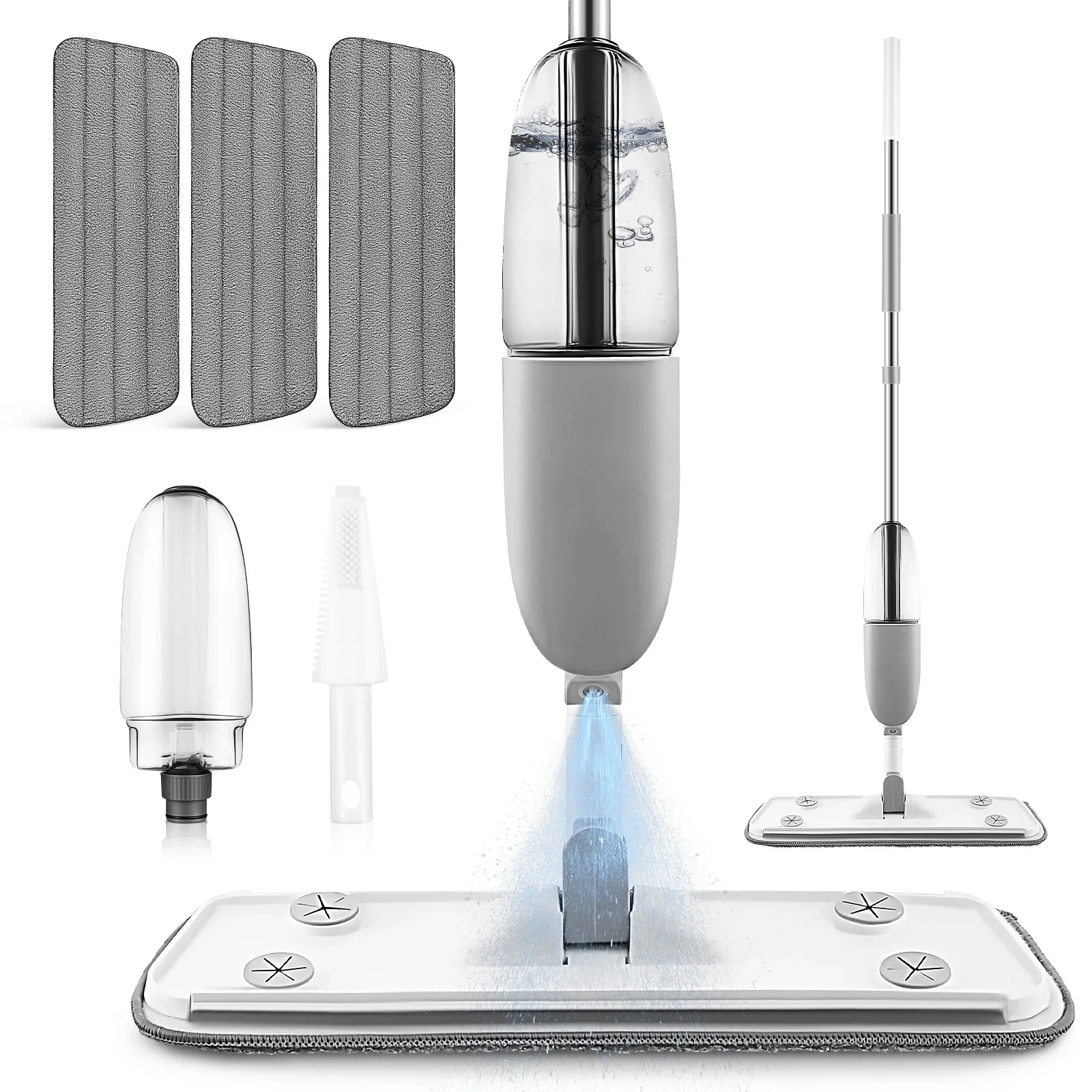 With Replacement Pads Flat For Cleaning Wet Mop Microfiber Spray  Dry Wet Floor Mop Refillable Rotatable Spray Mop