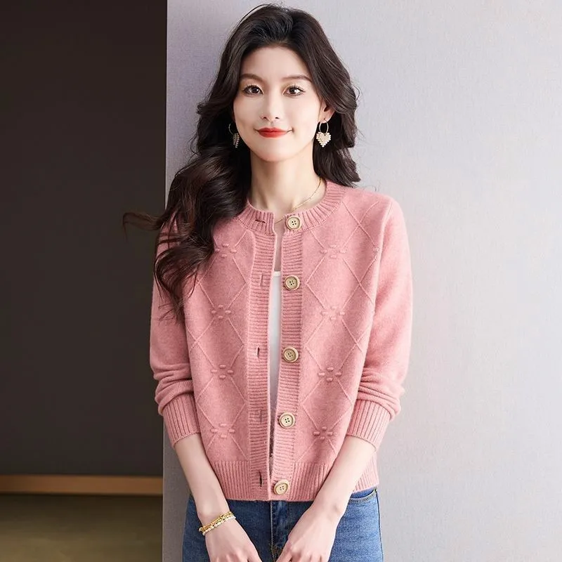 

Korean Knitwear Top Female Short Slim Cardigan For Women Jacket Spring Autumn Knitting Coat Woman Clothes Sweater Blouse