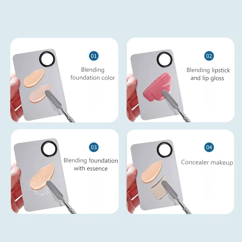 Pennello per fondotinta ultra sottile Tavolozza per miscelazione trucco con spatola Pennello per contorno viso piatto Frullatore per soffio cosmetico Strumenti per trucco di bellezza