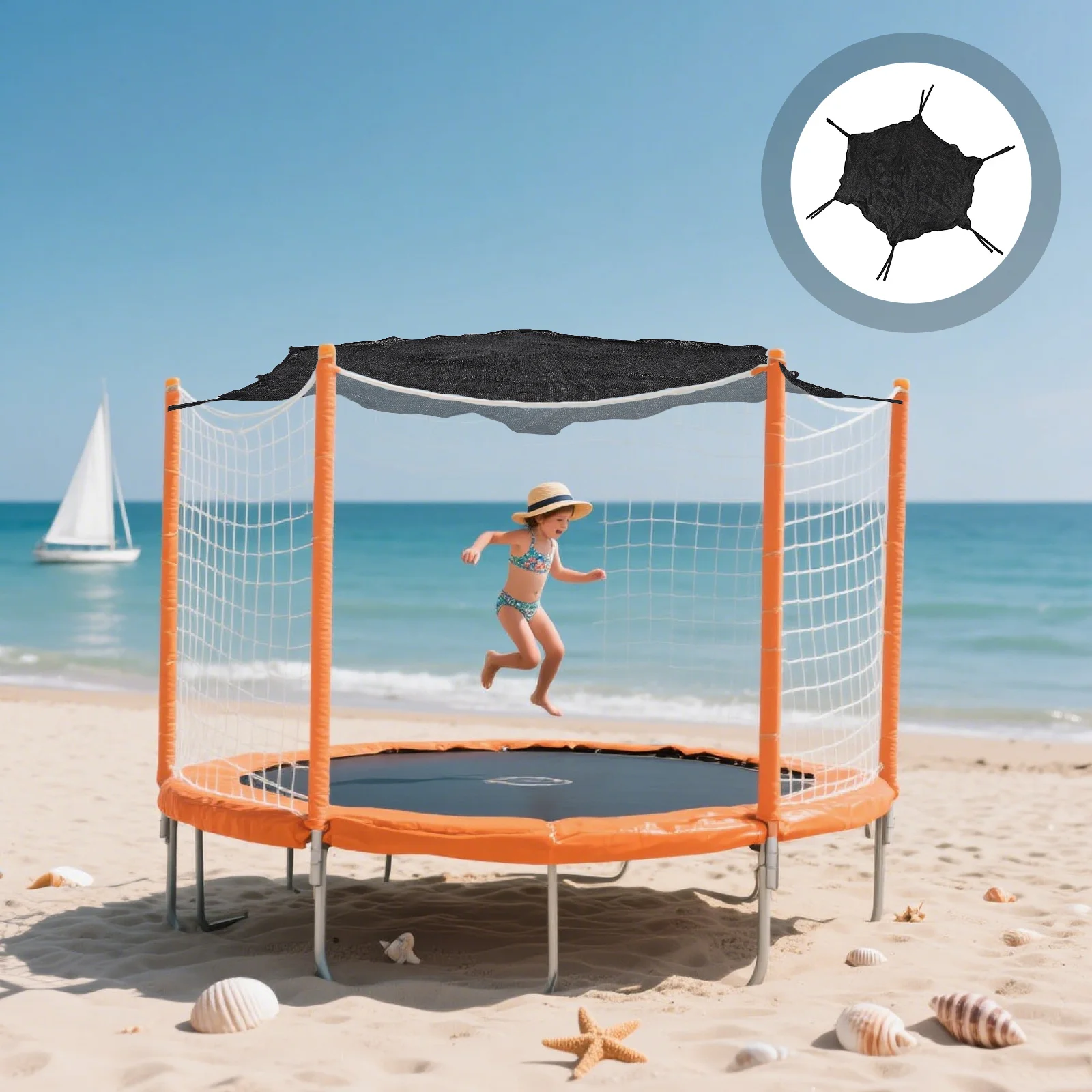 

Trampoline Sun Shade Cover 6Ft Uv Resistant Leaf Guard Canopy Top For Outdoor Use Sunshade Net Garden Protection