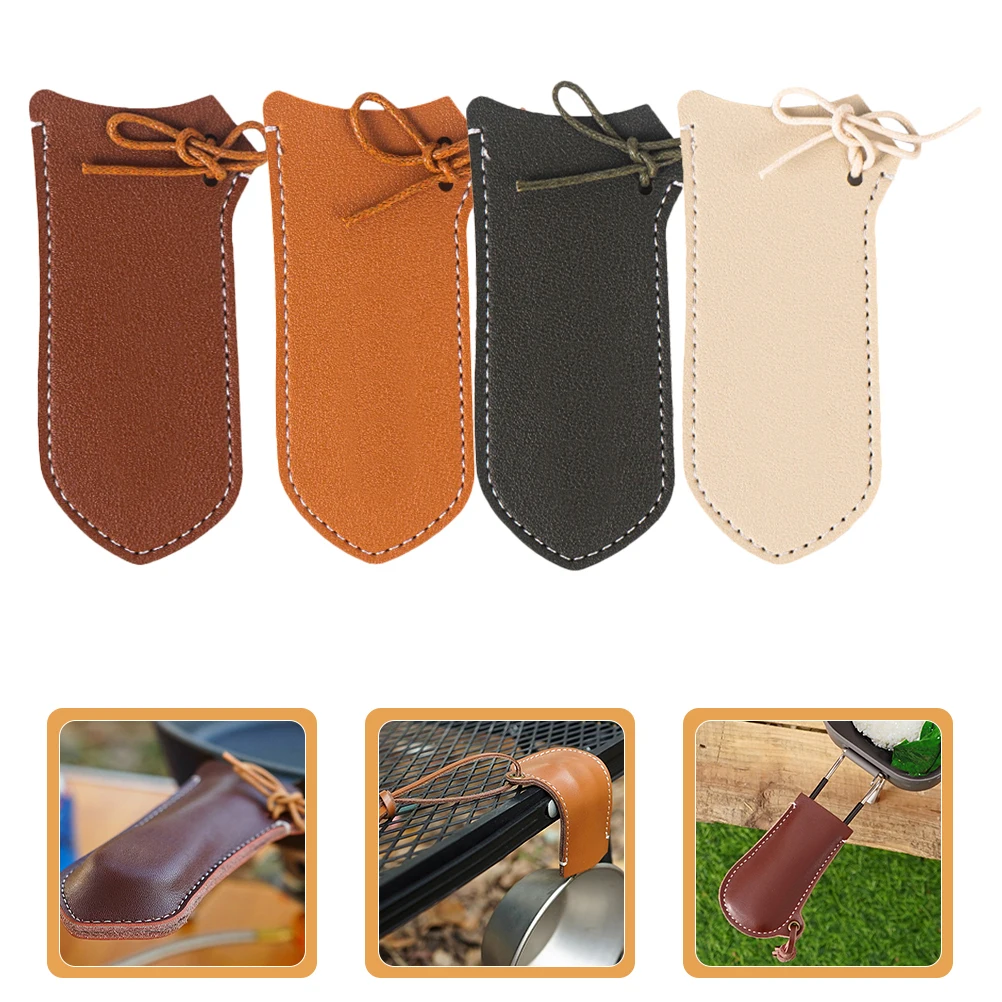 

4 Pcs Camping Pot Set Anti-slip Grip Covers Skillet Anti-scald Heat Resistant Handle Sleeves Pu Handles