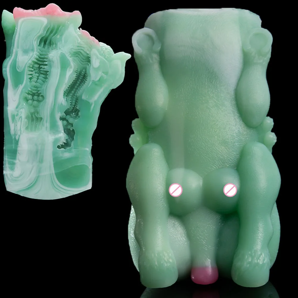 GEEBA 2.8lb Fantasy Monster Masturbator Cup for Men Furry Alien Dual Channel Pocket Pussy Realistic Vagina Adult Onahole Sex Toy