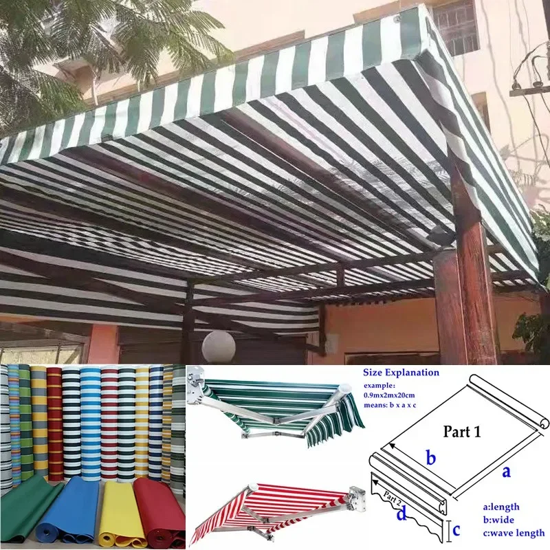 Custom Oxford 450D Canopy Extendable Rainpoof Fabric Store Banner Replacement Waterproof Sunshade Cloth Without Frame Awning